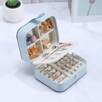 

Mini Jewelry case Portable Carry Waterproof Earrings Necklace ring display Storage Box Container Traveling Supplies Accessories