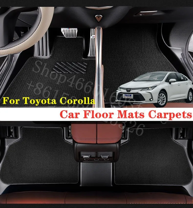 Puou для Toyota Corolla автомобильные коврики, ковры, передний и задний полный набор, Заказные автомобильные накладки для ног, автомобильные водонепроницаемые ковровые покрытия