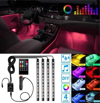 

Led Interior Car Lights, Controller Led Lights for Cars, Waterproof Multicolor Music Underglow Lighting Kits with Wireless