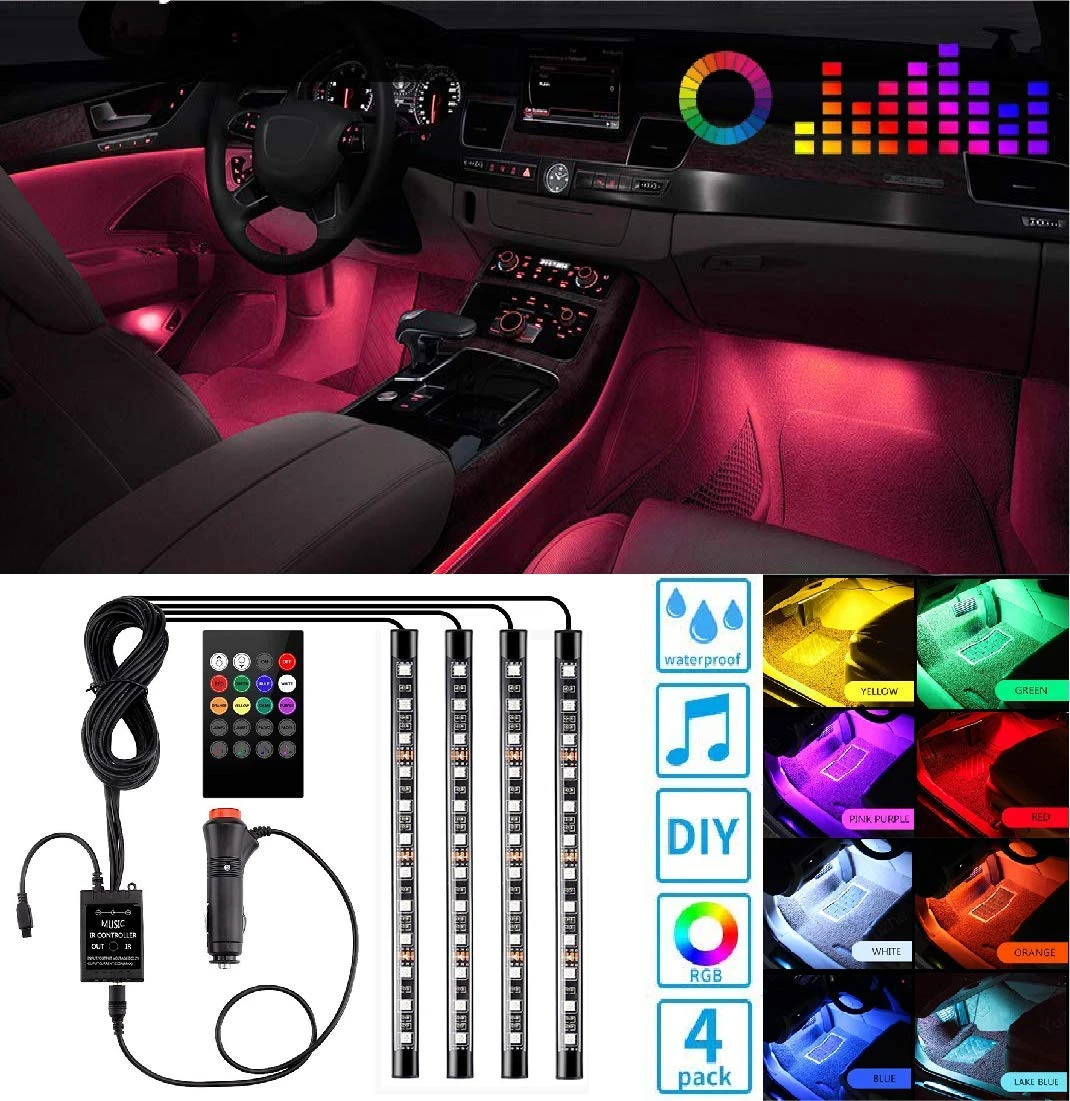 Led インテリア車のライト コントローラ Led 車のライト 防水多色音楽 Underglow 照明キット Led ストリップ Aliexpress