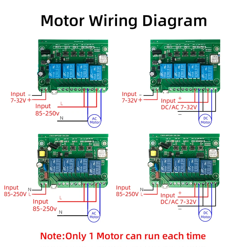 eWeLink Wifi 4CH Smart Home Motor Controller Switch,DC 12V 24V 32V 110V 220V,4 Channel Relay,Alexa Google RF433 Remote Control