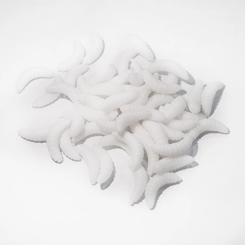 Pearl White 50 шт. 2 см 0,4 г приманка-личинка для рыбалки Grub мягкие приманки запах червей Карп рыболовные приманки для рыб аксессуары - Color: Pearl White