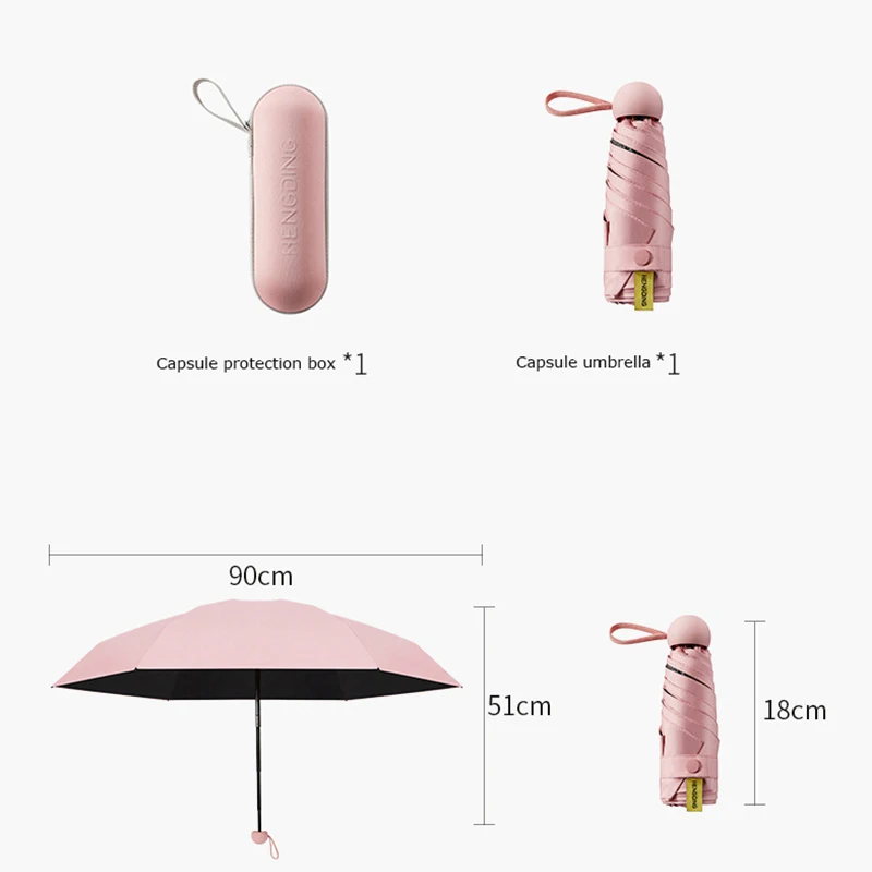 Skup Mini kapsułka parasol deszcz kobiety pięć składane anty uv kobieta parasol przeciwsłoneczny parasole przenośny kieszonkowy parasol Dropshipping