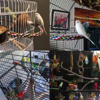 

Simple Pet Bird Parrot Cotton Rope Parakeet Cage Standing Perch Chewing Toys Hamsters Conure Cage Standing Climbing Ladder