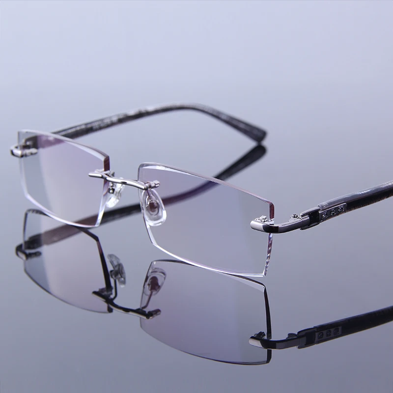 

High Clear Reading Glasses Rimless Men's Hyperopia Luxury Male Reader Eyeglasses Optical Crystal Man Presbyopic Gray Eye Glasses