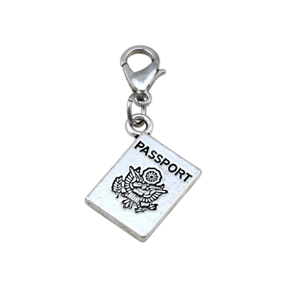 

100Pcs Tibetan Silver Alloy Passport Floating Lobster Clasps Charm For Jewelry Making 15x36mm A-111b