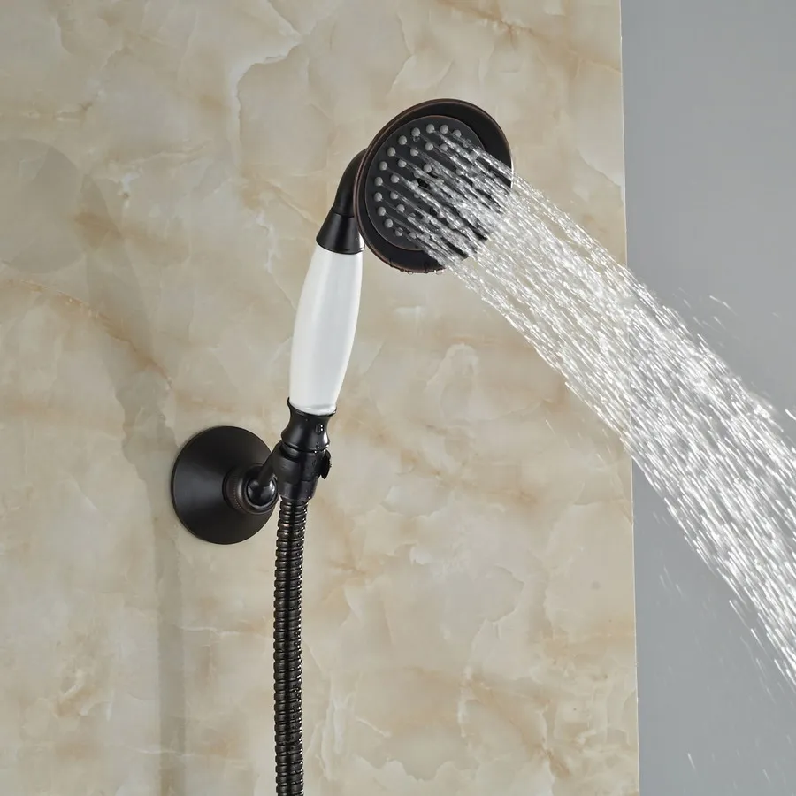 

Oil Rubbed Bronze Bathroom Handheld Shower Head +1.5M Shower Hose Hand Shower Head Holder Bracket Bathroom Accessory