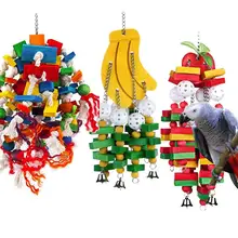 Parrot Toys Bird Swing Toys with Colorful Wood Beads, bananas and apples bunches for Budgie Lovebirds Conures birds toys