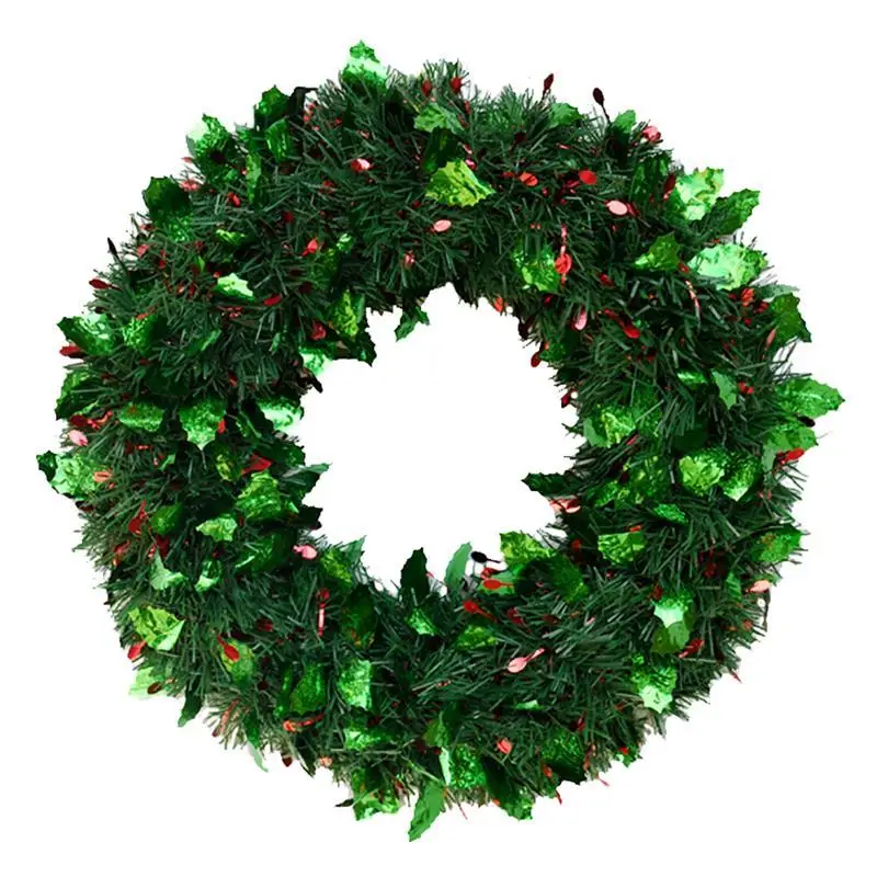 15.75in Christmas Wreath Artificial Decorative Door Hanging Wreath Xmas Decor For Party Home Decoration - Цвет: Green