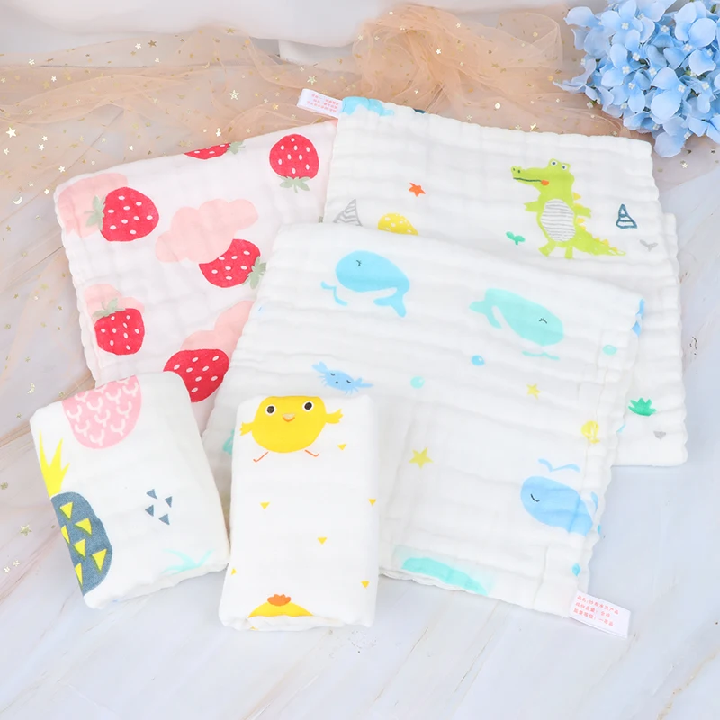 

Baby Face Towel 6 Layers Muslin Cotton Soft Baby Towels Handkerchief Bathing Feeding Face Washcloth Wipe Burp Cloths 25x25cm