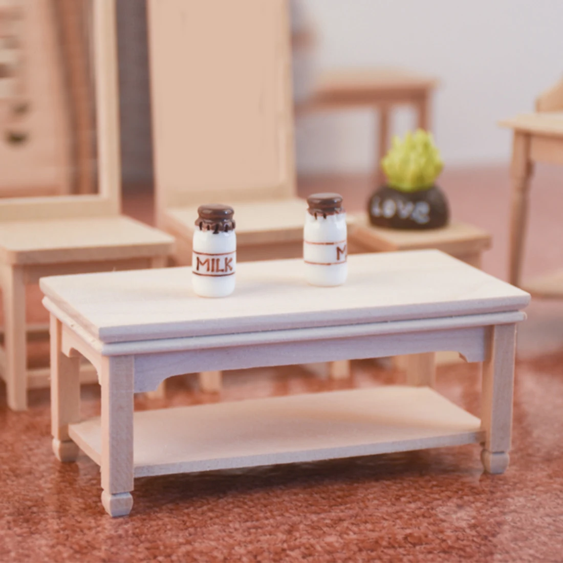  1/12 Miniature Dollhouse Tea Table Handmade Furniture Model Decor Scale Doll House Accessories