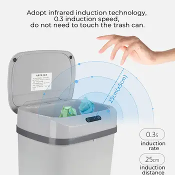 

12L Fully Automatic Induction Household Trash Can Smart Infrared Motion Sensor Rubbish Waste Bin Battery Version Waste Bins