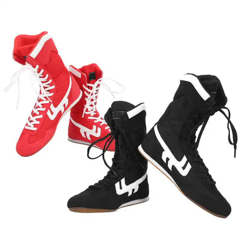 Professional Wrestling Shoes High-top Ankle Martial Arts Taekwondo ShoesNon-Slip Imitation Tendon Sole Boxing Shoes