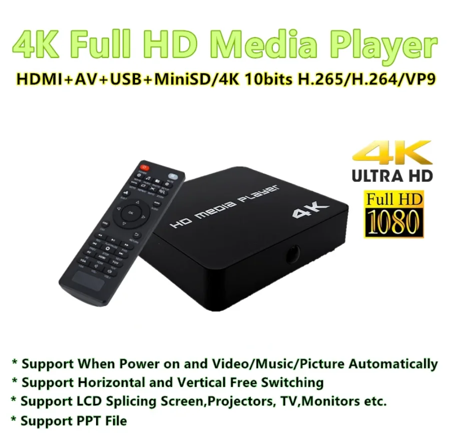 hdmi av para fora para hdtv ppt mkv avi mp4 h.265