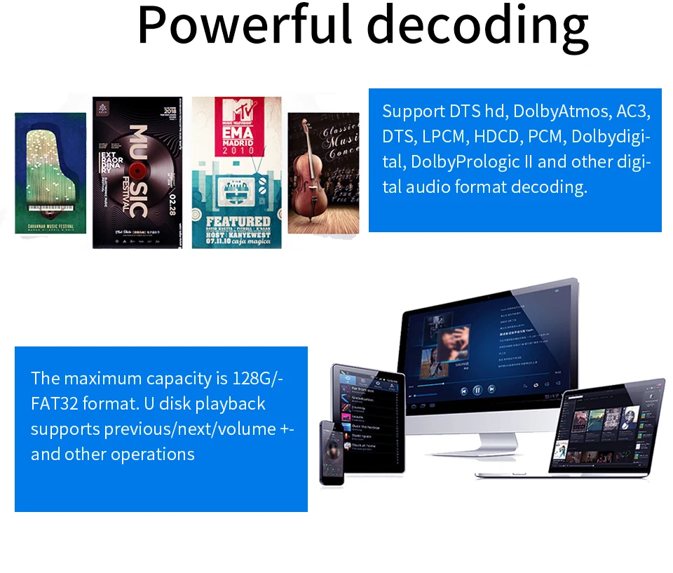 5.0 receptor dac hdmi-compatível com arc spdif