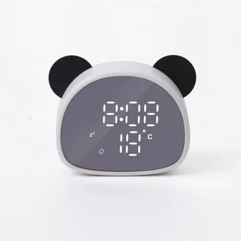 

LED panda multi function alarm clock cartoon night light children's Voice control Bedroom alarm clock