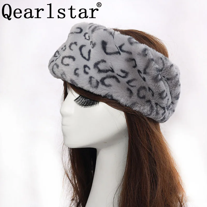 Qearlstar Новая женская зимняя Русская Шапка эластичная зимняя Ушная теплая Модная шапка из искусственного меха повязка на голову бомбер пушистые снежные шапки ZKG20