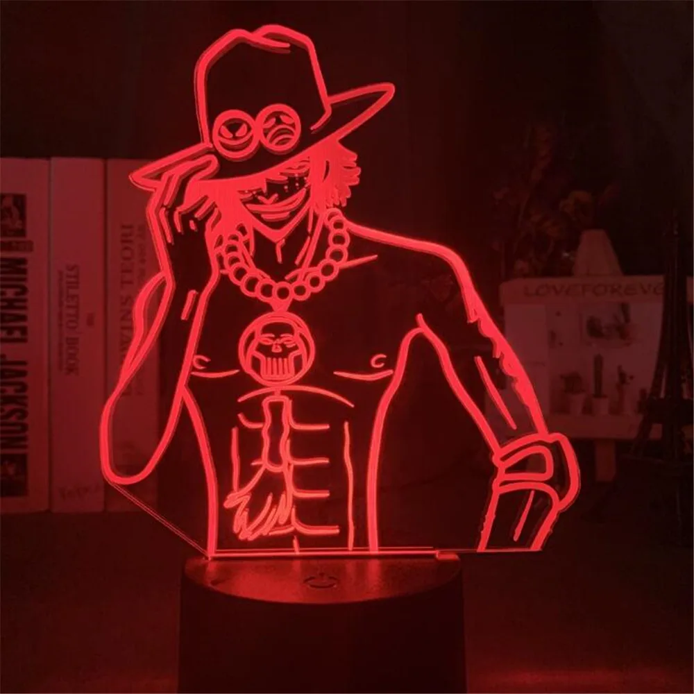 Цельный 3D Ночник светильник светодиодный для спальни Луффи Зоро Ace тысяча