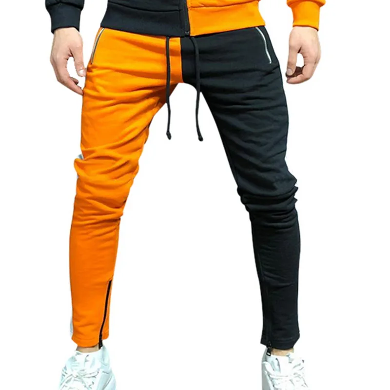 Комплект из двух предметов мужской получерный полубелый мужской спортивный костюм осень зима брюки и футболка мужской спортивный костюм с капюшоном спортивный костюм
