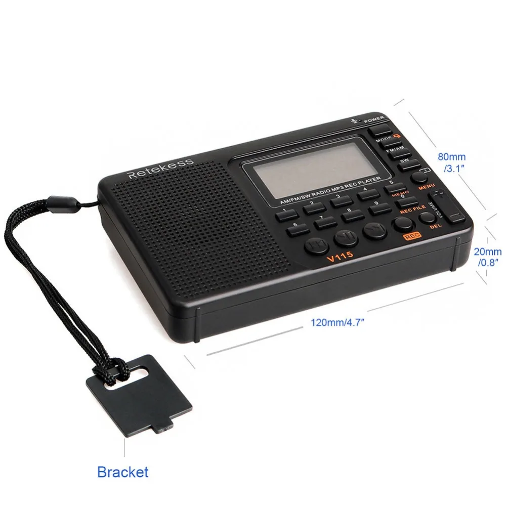 retekess V115 Pocket Radio Receiver FM AM SW Portable Radio With USB