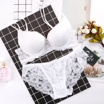 

2020 New Lace Embroidery Bra Set Women Plus Size Push Up 32 34 36 38 AB Cup For Female Underwear Set Bra and Panty Set