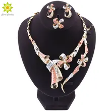 Африканские свадебные ювелирные наборы для женщин модные свадебные Дубай золото/серебряное ожерелье со стразами браслет кольцо серьги Ювелирные наборы