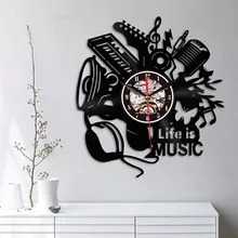 3D Ретро настенные часы современный дизайн музыкальные тематические часы черные художественные часы Timelike CD Виниловая пластинка настенные часы декоративные