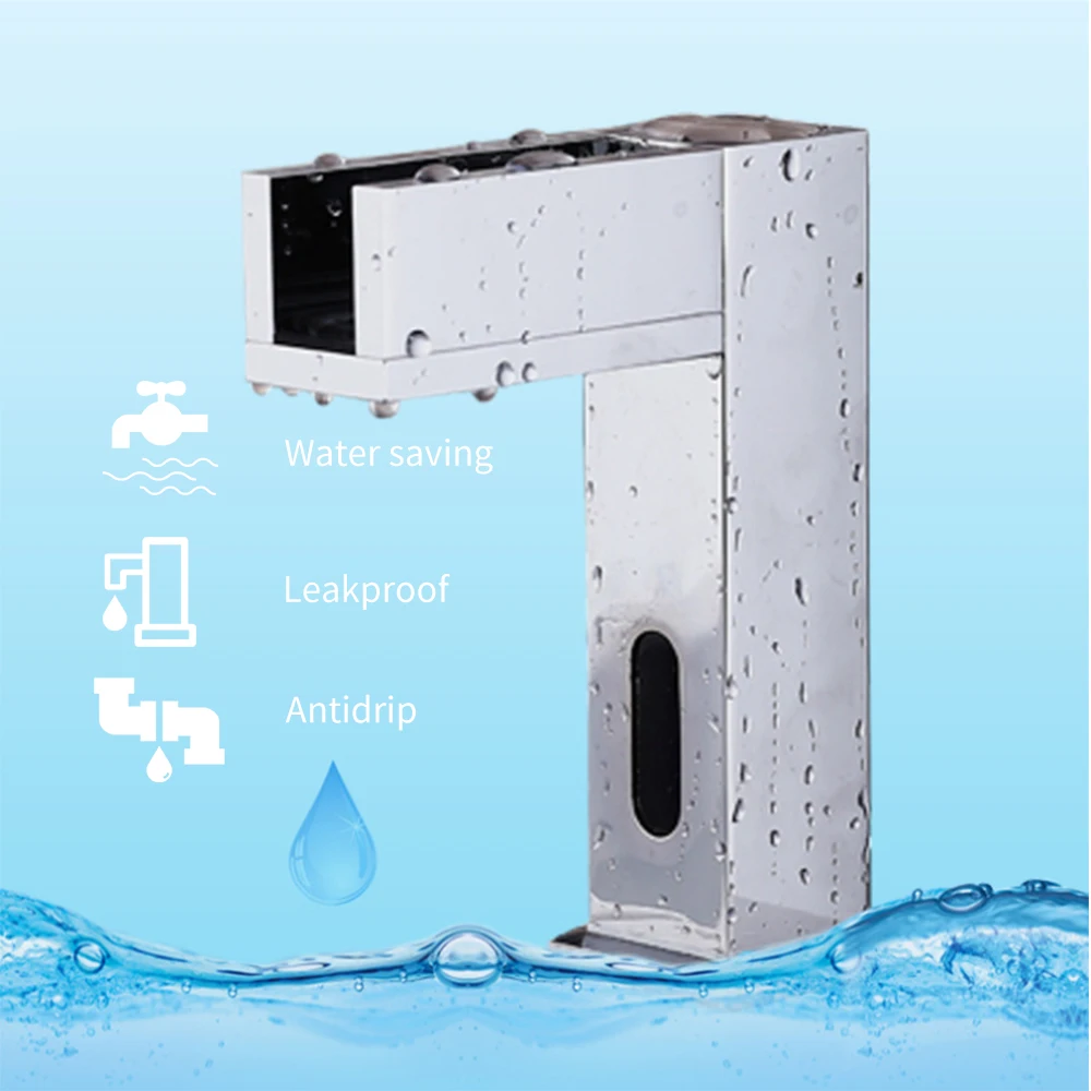 

Automatic Sensor Touchless Kitchen Faucet 3-Color LED Temperature Sensitive Bathroom Sink Faucet Waterfall Spout Brass Water Tap