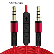 Cable de Audio de 1,2 m a Jack 3,5mm, Cable auxiliar de línea de altavoz macho a macho con micrófono a control de volumen para