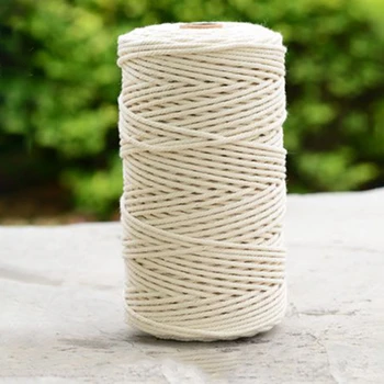 

Natural Beige Soft Cotton Cord Rope Craft Macrame Artisan String DIY Handmade Tying Thread Cord Rope 3mm*200m