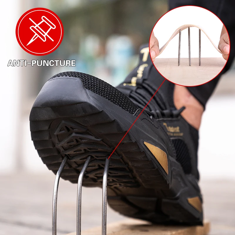 Zapatos de seguridad con punta de acero para hombre y mujer, zapatillas de  trabajo ligeras y transpirables, a prueba de perforaciones, de calidad