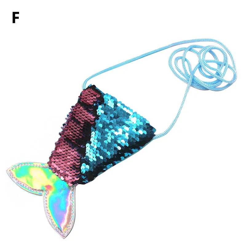 1 шт., новинка, кошелек для монет, милый кошелек с блестками для девочек, сумочка для монет, кошелек Русалочка, рыбий хвост, блестящий Детский кошелек на молнии для очаровательных дам - Цвет: F