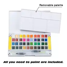 Акварельные краски в наборе, набор для набросков водного цвета с кистью-футляр для путешествий включает в себя 2 кисти для воды, 2 губки, 1 палитра для смешивания, P