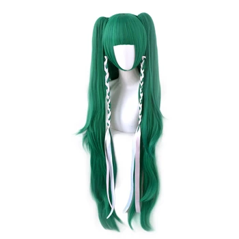 

Fire Emblem Threehouses Cosplay Sothis Wig Green Long Curls Ponytails Hair Halloween Party Role Play Costume Wig