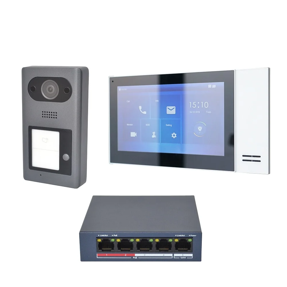 DH logo Multi-Language IP Video Intercom KITinclude VTO3211D-P1 & VTH2421FW-P & PoE switch  SIP firmware