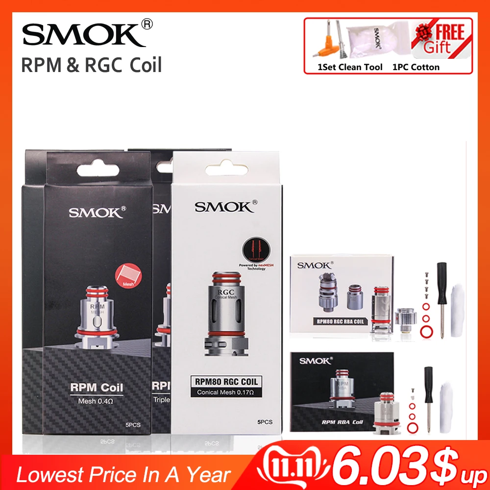 Оригинальный электронных сигарет SMOK об/мин КПК РБА RPM40 RPM80 катушки испаритель