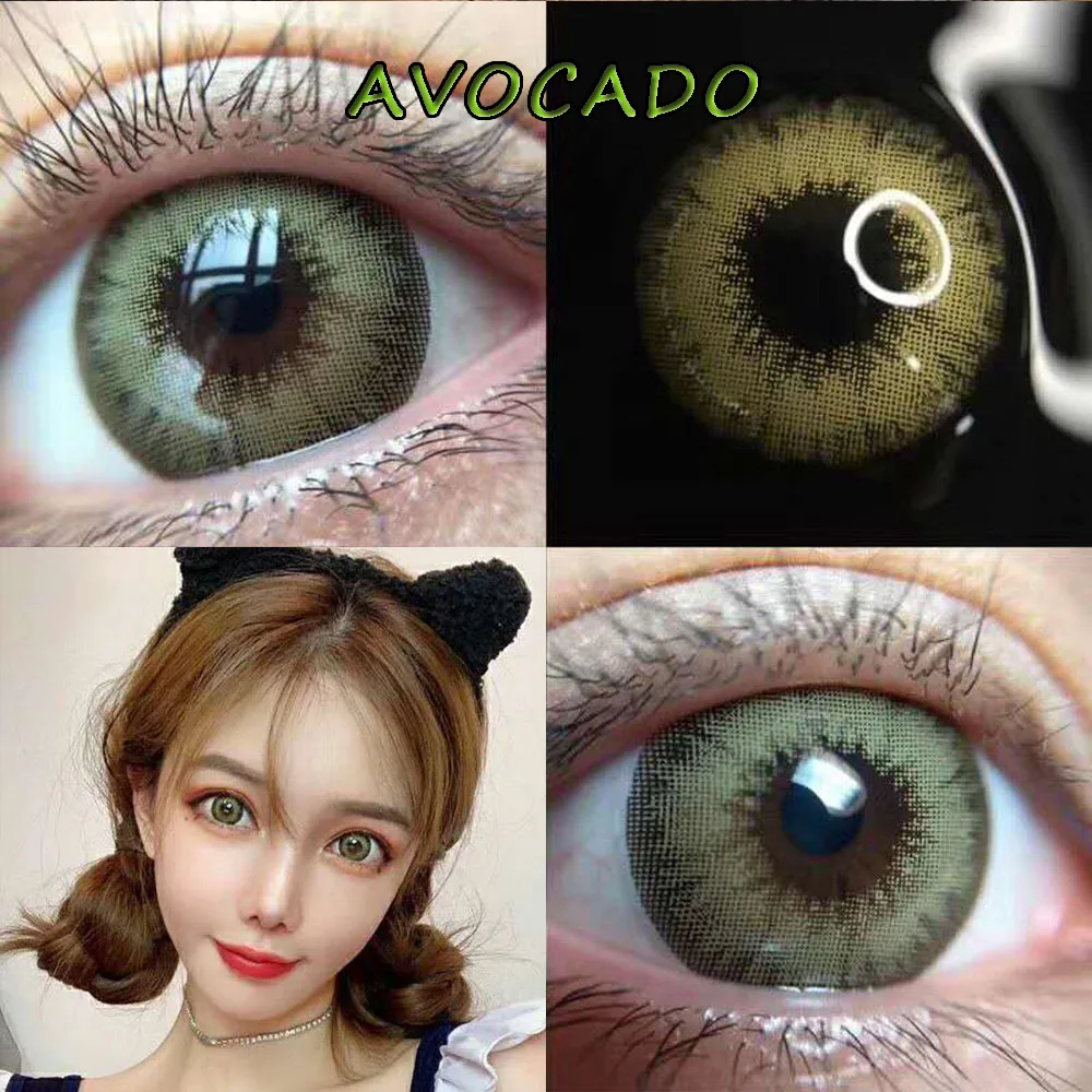 

Dolly Eyelook Color Contact Lens Yearly Use Cosmetic Contact Lenses for Eye Color with Prescription AVOCADO