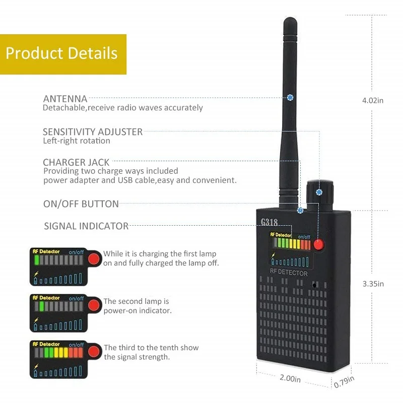 Анти шпионский детектор призраков, мини скрытая камера, шпионская камера, gps, GSM, RF, звуковой сигнал, шпионский искатель вещей