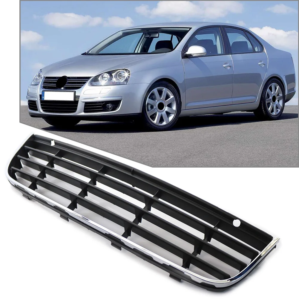 

Передний бампер автомобиля, нижняя Центральная решетка с хромированной рамой для VW Jetta MK5 2005 2006 2007 2008 2009 1K0853677C, АБС-пластик