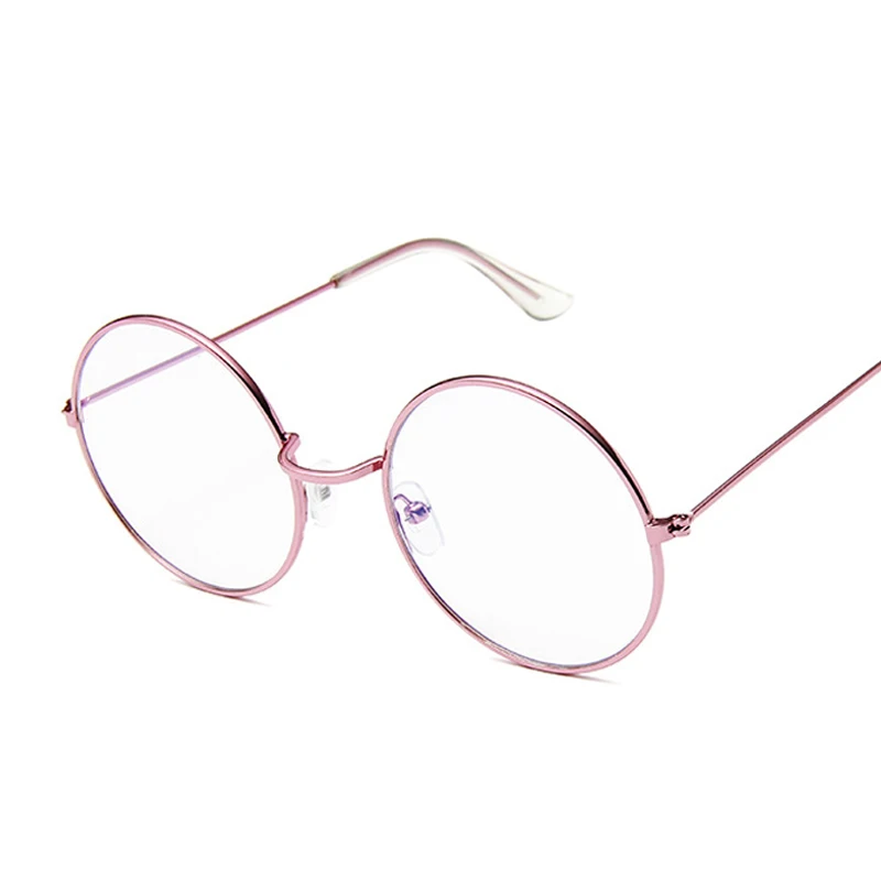 Classic Gold Round Metal Frame Clear Lens Glasses