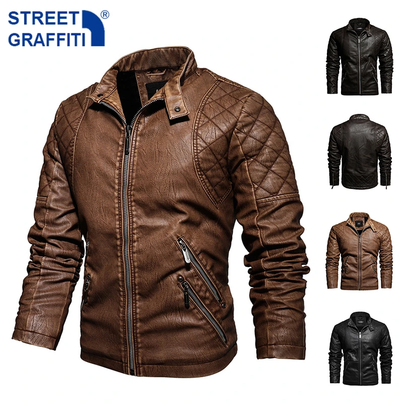 New Men Leather Jackets Autumn Casual Motorcycle PU Jacket Biker Leather Coats