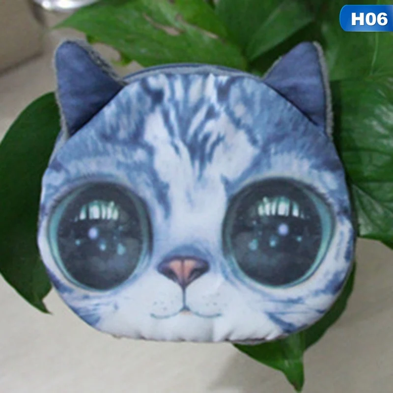 1 шт. кошка собака лицо Кошелек для монет с принтом Новинка милый чехол кошелек сумка Кошелек для монет из полиэстера, на молнии сумка для визитных карточек портмоне - Цвет: H06