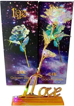 

Artificial Rose Gifts Fake Flowers Roses Presents for Women Plastic Cellophane Flower Birthday Anniversary Colorful Gifts
