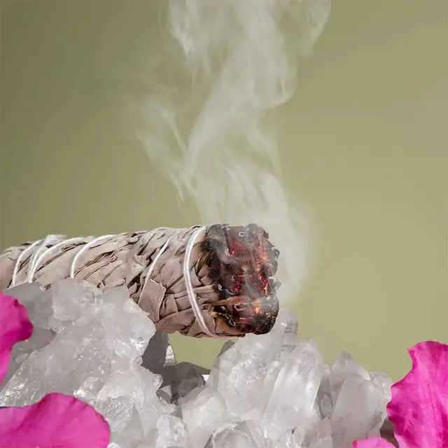40 G Fehér Zsálya -Köteg Foltos Bot Tisztítás Otthoni Légfrissítő Spirituális Füstölő Égés A Meditáció Gyógyulására Air Frissítő