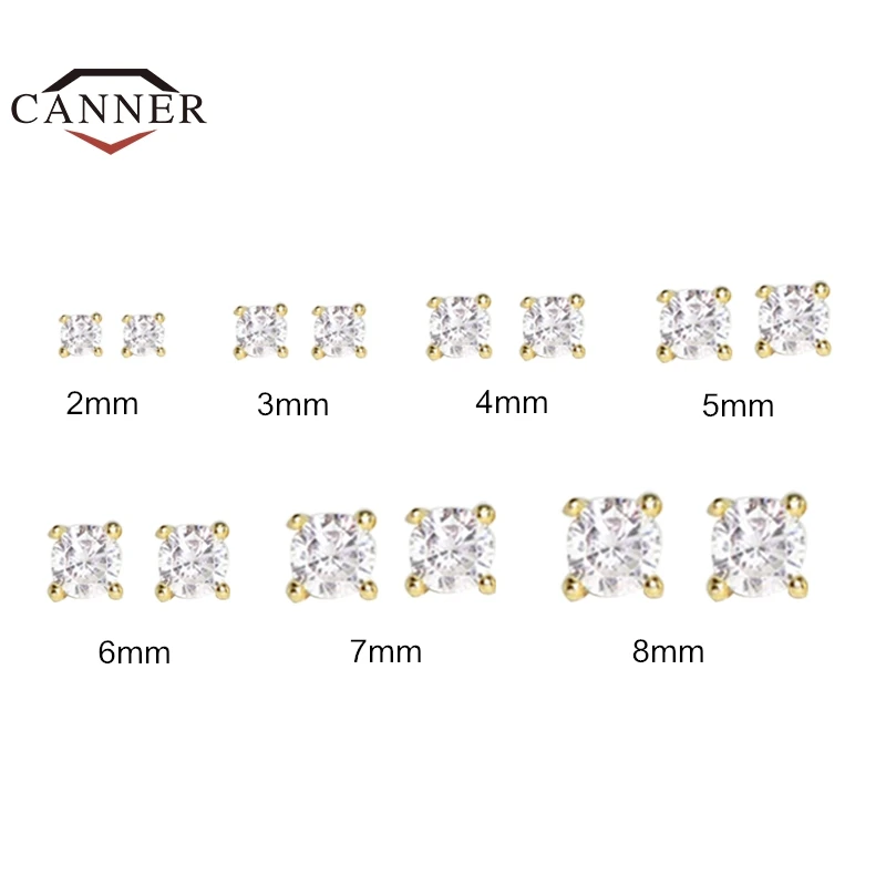 925 Sterling Silver Small Zircon Crystal Stud Earrings for Women Mini Piercing Earring Jewelry Pendients 2/3/4/5/6/7/8mm silver stud earrings silver earrings studded earrings crystal ear studs womens earrings