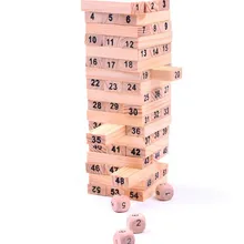 Сосновая древесина Jenga в коробке 54 шт отправить 4 игральные кости насосные строительные домино с блоками маленькие с числами стек
