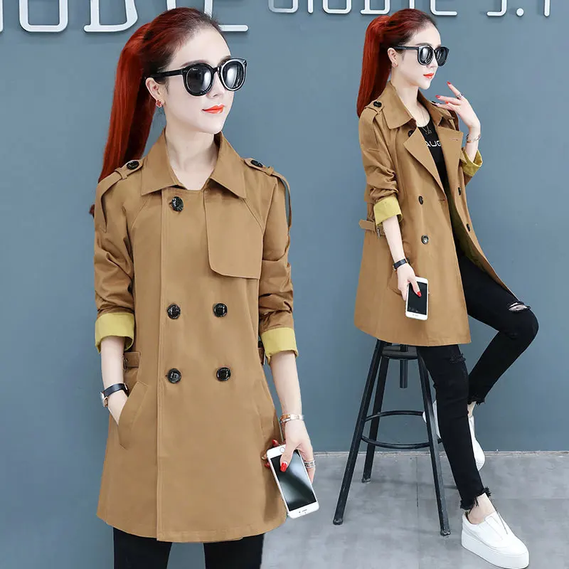 

Early Autumn Trench Coat Short-height Mid-length Women's 2019 New Style Autumn Clothing Elegant French Slimming British Style Sl