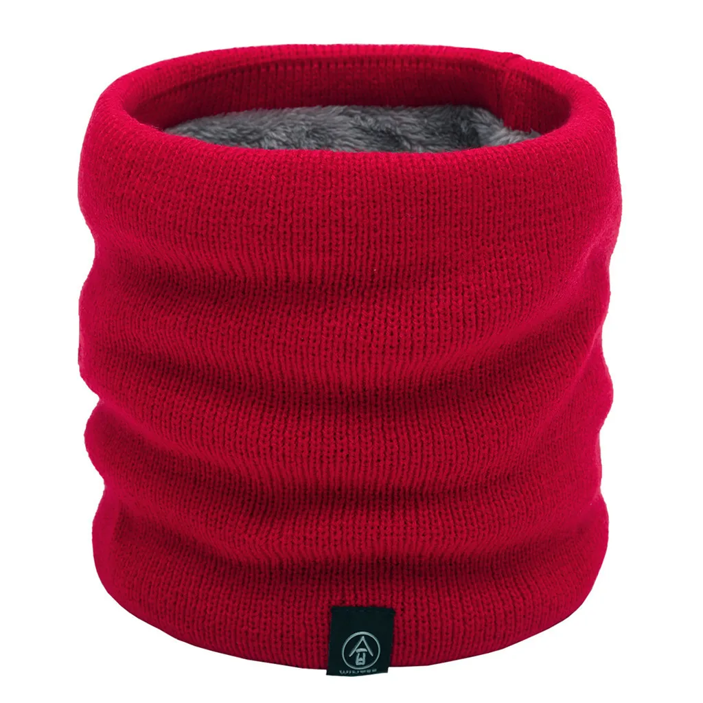 Модный роскошный женский шарф унисекс, однотонный шарф-хомут, флисовый вязаный шарф - Цвет: Красный