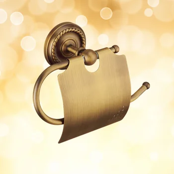 

European Style Brass Antique Wall Mount Toilet Paper Bathroom Tissue Holder Storage Shelf