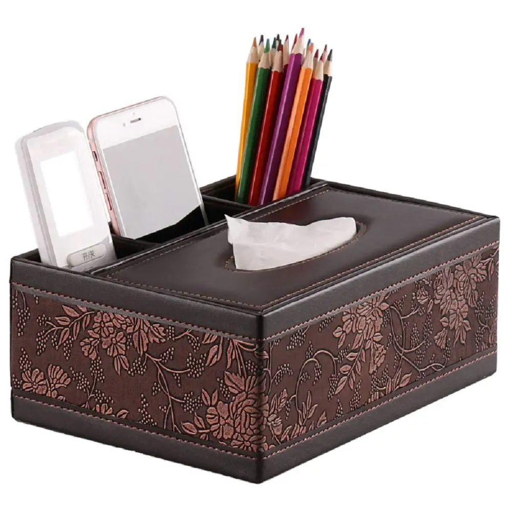 

Fashion pattern Rectangular Tissue Box Cover, Leather Pen Pencil Remote Control Cover Holder Desk Storage Box Container